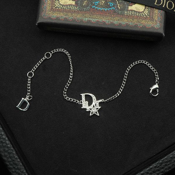 design jewelry new d-shaped star hollow inlaid silver women's bracelet personalized simple recommendation, Black
design jewelry new d-shaped star hollow inlaid silver women's bracelet personalized simple recommendation, Black