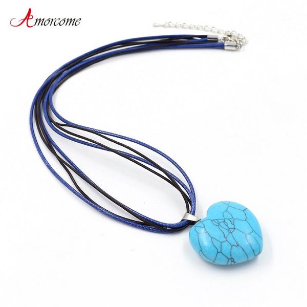 chokers amorcome vintage blue stone heart pendant necklace handmade multi-strand leather long chains sweater women party gift, Golden;silver
chokers amorcome vintage blue stone heart pendant necklace handmade multi-strand leather long chains sweater women party gift, Golden;silver