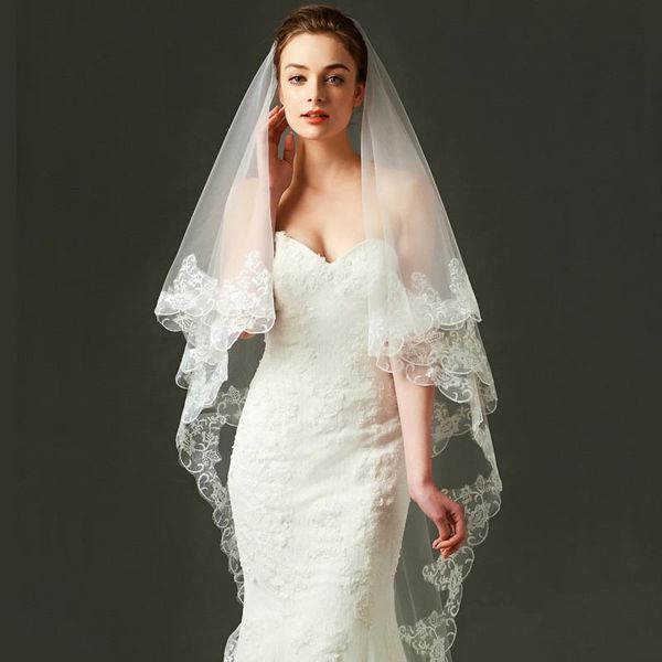 bridal veils simple ivory tulle wedding one layer lace edge 3m long without hair comb, Black
bridal veils simple ivory tulle wedding one layer lace edge 3m long without hair comb, Black