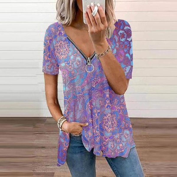 women's t-shirt vintage flower printed t shirts summer casual short sleeve female tee pollover loose v-neck t-shirts for women, White
women's t-shirt vintage flower printed t shirts summer casual short sleeve female tee pollover loose v-neck t-shirts for women, White