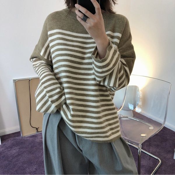 2021 new women's striped sweater, loose, casual, slim, round neck, full set, knitted autumn and winter series j9h2, White;black
2021 new women's striped sweater, loose, casual, slim, round neck, full set, knitted autumn and winter series j9h2, White;black