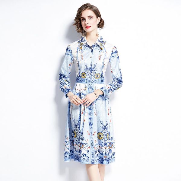 casual dresses 2021 runway fashion blue floral printed shirt midi dress women elegant long sleeve high waist ladies female vestidos, Black;gray
casual dresses 2021 runway fashion blue floral printed shirt midi dress women elegant long sleeve high waist ladies female vestidos, Black;gray