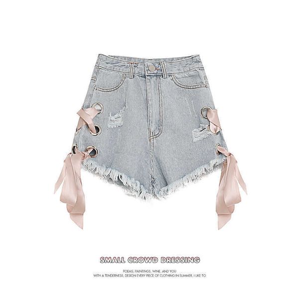 design sense tie denim shorts female student 2021 summer korean high waist show thin wide leg pants trend, Blue
design sense tie denim shorts female student 2021 summer korean high waist show thin wide leg pants trend, Blue