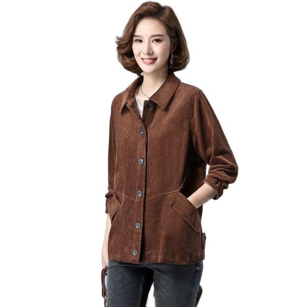 women's jackets corduroy jacket 2021 spring autumn middle-aged mother loose short large size single-breasted ladiescoat, Black;brown
women's jackets corduroy jacket 2021 spring autumn middle-aged mother loose short large size single-breasted ladiescoat, Black;brown