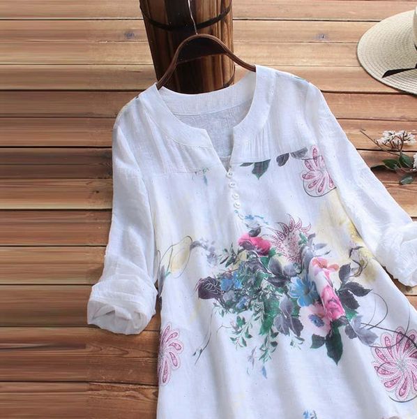 women plus size vintage v neck floral printing patch long sleeves blouse female blouses and shirts roupa feminina o, White
women plus size vintage v neck floral printing patch long sleeves blouse female blouses and shirts roupa feminina o, White