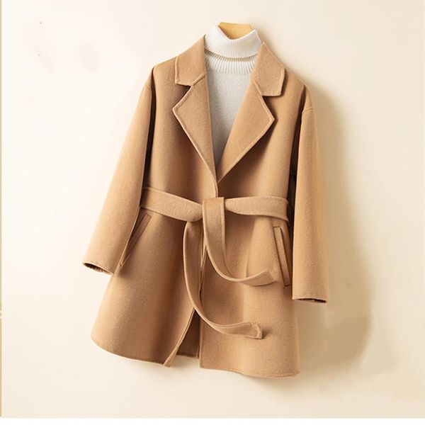 women's wool & blends 2021 winter womens jackets autumn 100% coats famale double sided belt overcoats ladies casual clothing manteau fe, Black
women's wool & blends 2021 winter womens jackets autumn 100% coats famale double sided belt overcoats ladies casual clothing manteau fe, Black