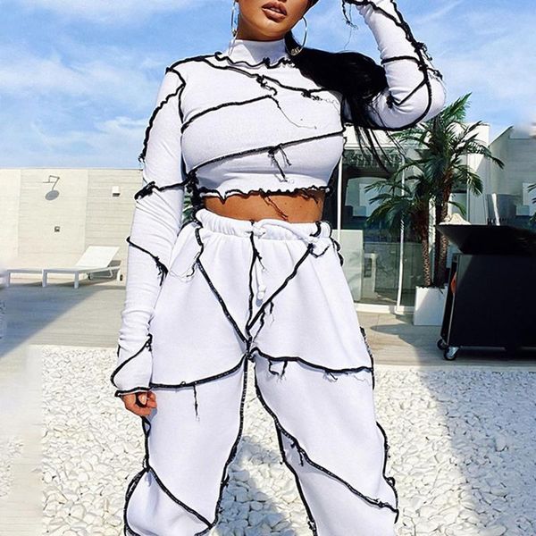 women's two piece pants women 2 sets pullovers clothing long sleeve patchwork female elastic waist casual streetwear tracksuit, White
women's two piece pants women 2 sets pullovers clothing long sleeve patchwork female elastic waist casual streetwear tracksuit, White