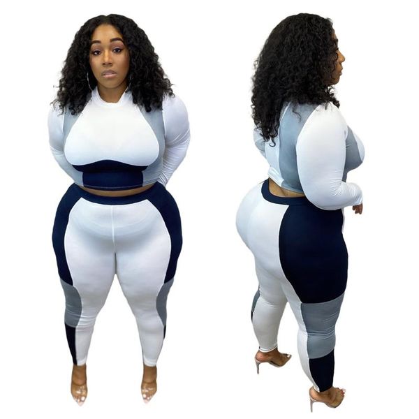 women's two piece pants contrast color patchwork women plus size sets casual o-neck pullover high waist skinny fall 2021 outfits, White
women's two piece pants contrast color patchwork women plus size sets casual o-neck pullover high waist skinny fall 2021 outfits, White
