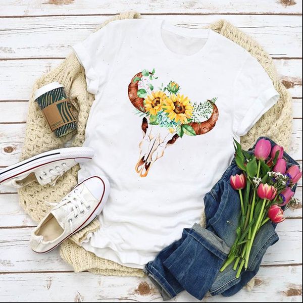women graphic floral bull cow heifer skull sunflower summer shirt lady clothes t shirt womens clothing tee t shirt, White
women graphic floral bull cow heifer skull sunflower summer shirt lady clothes t shirt womens clothing tee t shirt, White