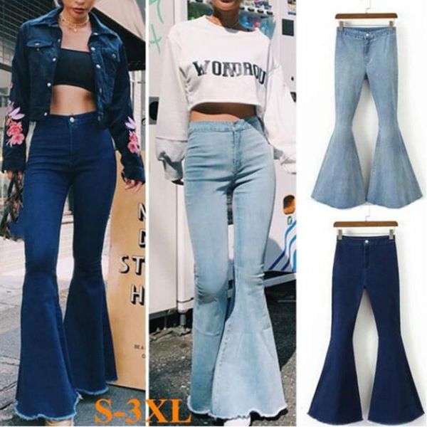 women's jeans solid color slim high waist flare trousers fashion pants, Blue
women's jeans solid color slim high waist flare trousers fashion pants, Blue