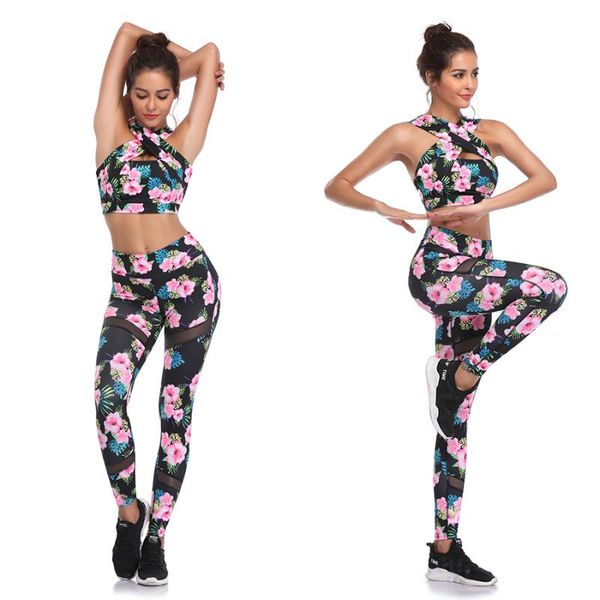 yoga outfits floral fitness set women halter sleeveless mesh leggings suits running workout gym wear tight slim training suit, White;red
yoga outfits floral fitness set women halter sleeveless mesh leggings suits running workout gym wear tight slim training suit, White;red