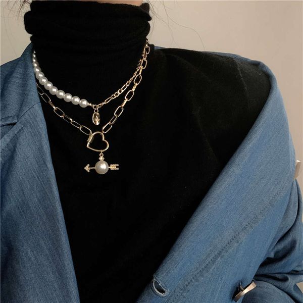hbp fashion korean ins net red pearl arrow love necklace hip hop double pendant collar sweater neck chain female, Silver
hbp fashion korean ins net red pearl arrow love necklace hip hop double pendant collar sweater neck chain female, Silver