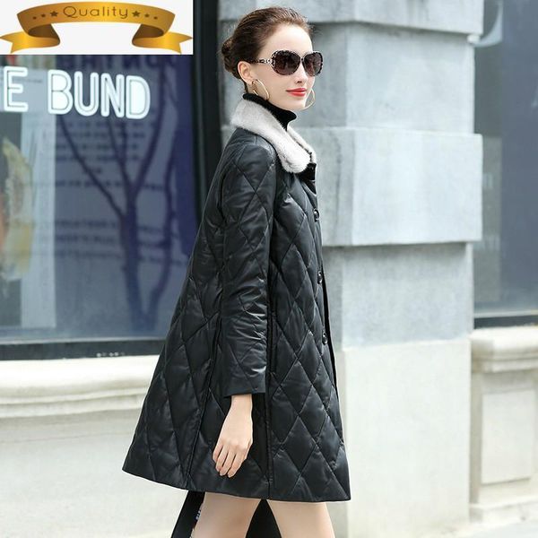 women's leather & faux jacket genuine women sheepskin duck down winter coat real collar clothes 2021 yy119, Black
women's leather & faux jacket genuine women sheepskin duck down winter coat real collar clothes 2021 yy119, Black