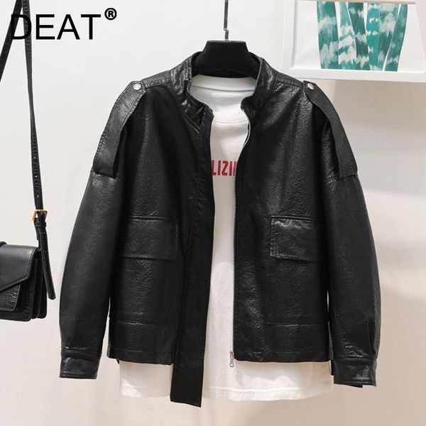 women's leather & faux deat women inner drawstring jacket arrivals temperament long sleeve fashion autumn winter 2021 11d2200, Black
women's leather & faux deat women inner drawstring jacket arrivals temperament long sleeve fashion autumn winter 2021 11d2200, Black