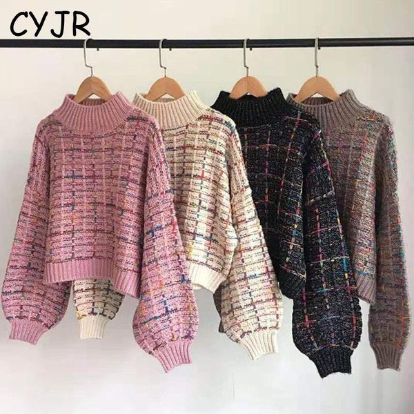 women's sweaters 2021 autumn winter plaid sweater women korean lazy wind short loose casual checkered lantern sleeve pullovers girls, White;black
women's sweaters 2021 autumn winter plaid sweater women korean lazy wind short loose casual checkered lantern sleeve pullovers girls, White;black