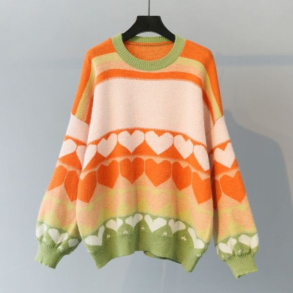 women's sweaters 2021 women winter sweet knit pullovers heart printed casual jumpers lantern sleeve oversized kawaii suter mujers, White;black
women's sweaters 2021 women winter sweet knit pullovers heart printed casual jumpers lantern sleeve oversized kawaii suter mujers, White;black