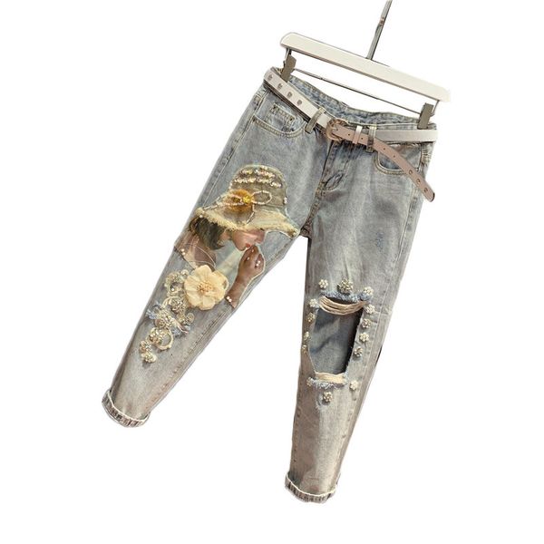 summer beading women's breech embroidered heavy work flower 3d pants female fall loose streetwear jeans y364 abtp, Blue
summer beading women's breech embroidered heavy work flower 3d pants female fall loose streetwear jeans y364 abtp, Blue