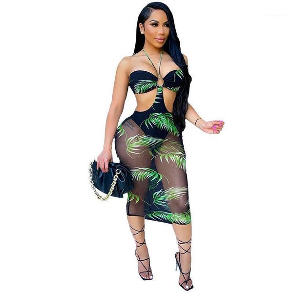 women's swimwear mesh cover up dress women swimsuit halter sleeveless hollow summer leaf print see through beach bathing suit, White;black
women's swimwear mesh cover up dress women swimsuit halter sleeveless hollow summer leaf print see through beach bathing suit, White;black