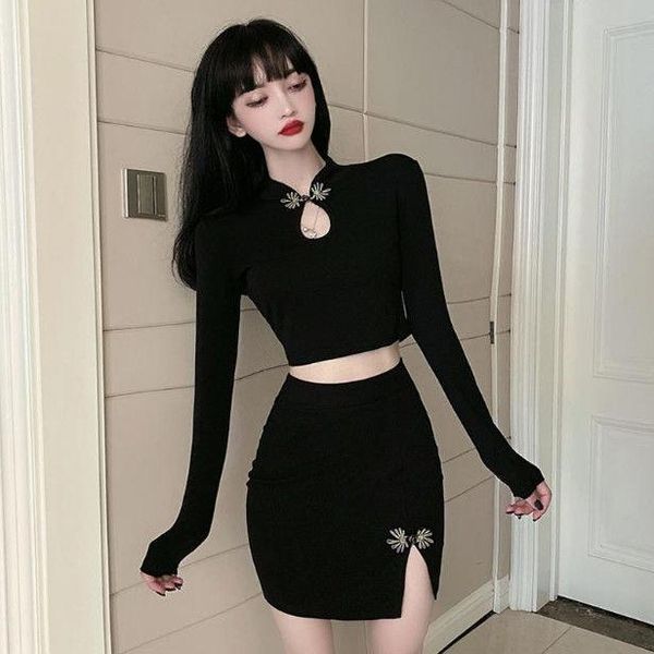 casual dresses women button set short long sleeve skirt two piece vestido de mujer femme robe, Black;gray
casual dresses women button set short long sleeve skirt two piece vestido de mujer femme robe, Black;gray