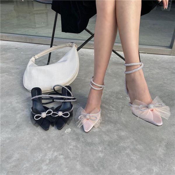 sandals fashion women pointed toe satin bow design lace thin high heels rhinestone ankle strap party dress wedding shoes, Black
sandals fashion women pointed toe satin bow design lace thin high heels rhinestone ankle strap party dress wedding shoes, Black