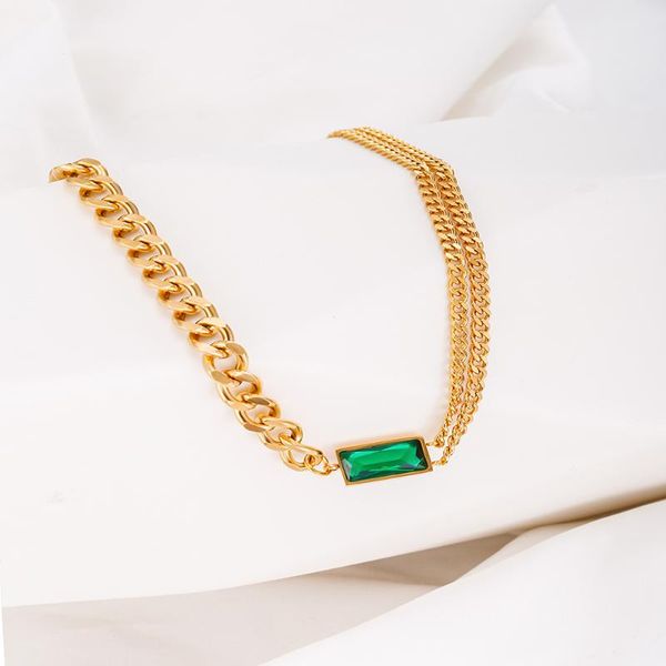 chains 2021 trend green zircon pendant necklace for boyfriend women couple chain gold stainless steel year jewelry gifts, Silver
chains 2021 trend green zircon pendant necklace for boyfriend women couple chain gold stainless steel year jewelry gifts, Silver