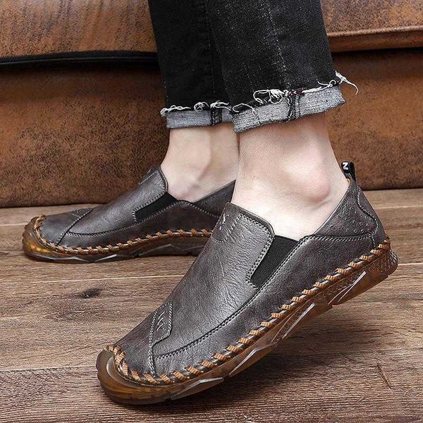 men's leather sho summer thin lazy one foot autumn casual doudou men's