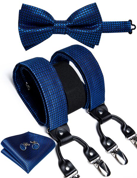 royal blue mens suspenders bow tie set elastic silk leather 6 clips braces y-back suspender butterfly pocket square set dibangu, Black;white
royal blue mens suspenders bow tie set elastic silk leather 6 clips braces y-back suspender butterfly pocket square set dibangu, Black;white