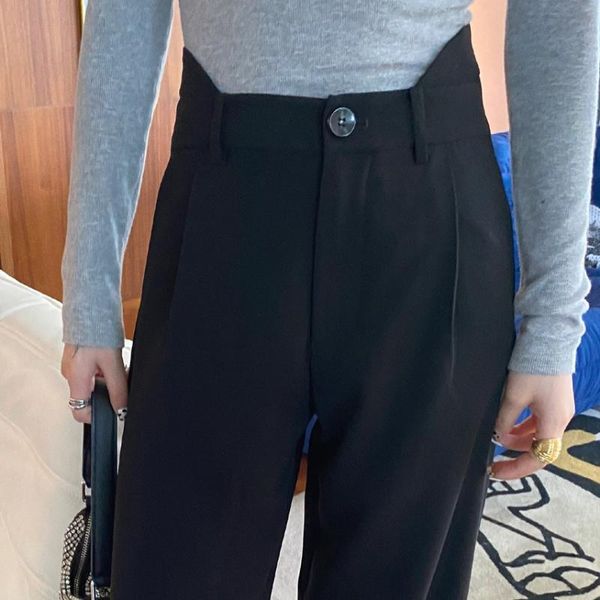 women's trousers with draping feeling and wide leg solid color suit d982, Black;white
women's trousers with draping feeling and wide leg solid color suit d982, Black;white