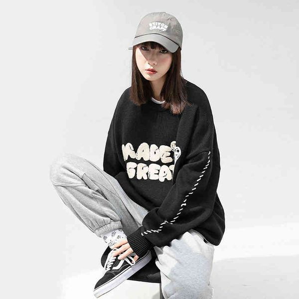 autumn hip hop men sweater pullover pull homme embroidery women knitted korean style vintage male clothing couple sweaters, Black
autumn hip hop men sweater pullover pull homme embroidery women knitted korean style vintage male clothing couple sweaters, Black