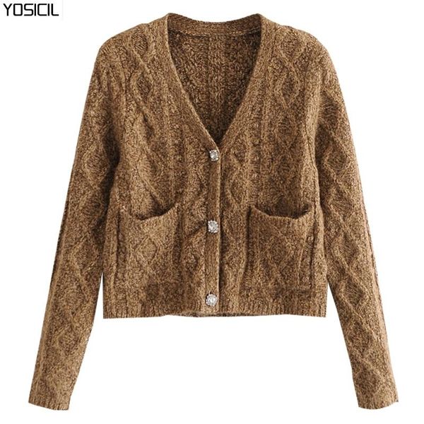 yosicil solid color vintage cropped cardigan women long sleeve knitted sweater ladies v pockets casual outerwear, White
yosicil solid color vintage cropped cardigan women long sleeve knitted sweater ladies v pockets casual outerwear, White
