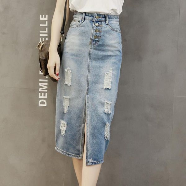 skirts 2021 women spring summer solid casual faldas lady hole button high waist split denim skirt female vintage all-matched h699, Black
skirts 2021 women spring summer solid casual faldas lady hole button high waist split denim skirt female vintage all-matched h699, Black