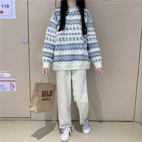 2021 autumn new loose sen style literary retro japanese knit sweater pullover jacket women s4t4, White;black
2021 autumn new loose sen style literary retro japanese knit sweater pullover jacket women s4t4, White;black