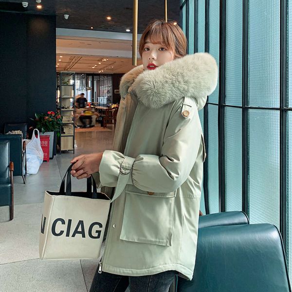 2020ins korean girl's big hair collar hooded bread jacket women's winter thickened medium long peach skin velvet solid color cotto, Black
2020ins korean girl's big hair collar hooded bread jacket women's winter thickened medium long peach skin velvet solid color cotto, Black