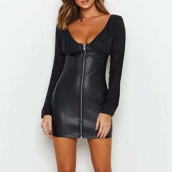 casual dresses women's mini dress bodycon pu skinny deep v-neck faux leather ladies zipper autumn winter streetwear vestido femme, Black;gray
casual dresses women's mini dress bodycon pu skinny deep v-neck faux leather ladies zipper autumn winter streetwear vestido femme, Black;gray