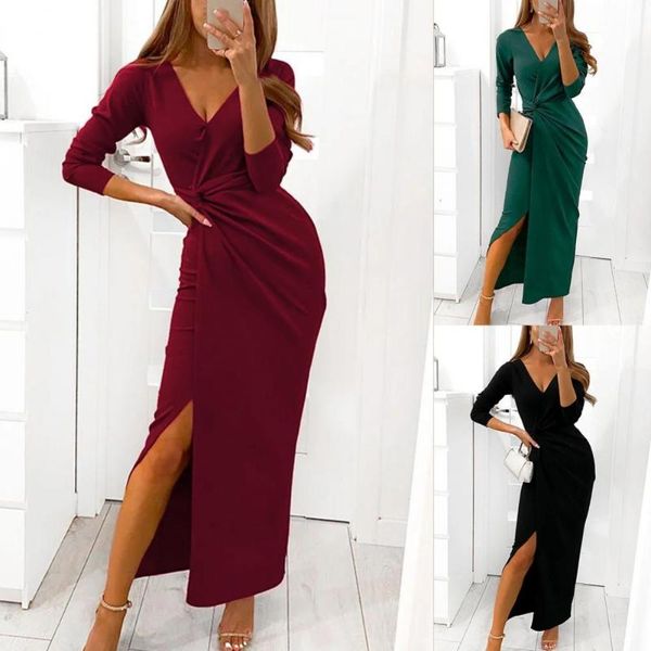 casual dresses solid color formal dress women side split party for long sleeve maxi female robe femme vestidos, Black;gray
casual dresses solid color formal dress women side split party for long sleeve maxi female robe femme vestidos, Black;gray