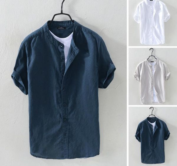 men's casual shirts cotton men shirt solid short sleeve stand collar 2021 clothes, White;black
men's casual shirts cotton men shirt solid short sleeve stand collar 2021 clothes, White;black