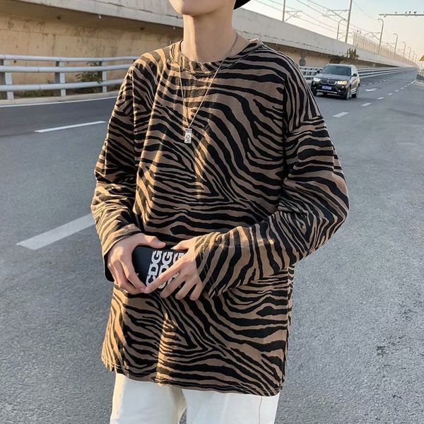 2021 new spring striped t shirt men's fashion retro casual o-neck t-shirt men streetwear long-sleeved tshirt mens m-2xl 1vh1, White;black