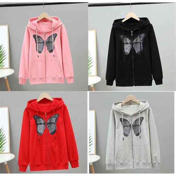 popular fashion women's butterfly drill printing zipper long sleeve hoodie, Black
popular fashion women's butterfly drill printing zipper long sleeve hoodie, Black