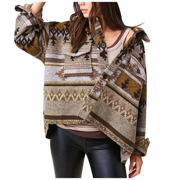 women's wool & blends casual woman retro ethnic print loose pocket woolen 2021 fashion ladies autumn long sleeve thick coat female outw, Black
women's wool & blends casual woman retro ethnic print loose pocket woolen 2021 fashion ladies autumn long sleeve thick coat female outw, Black