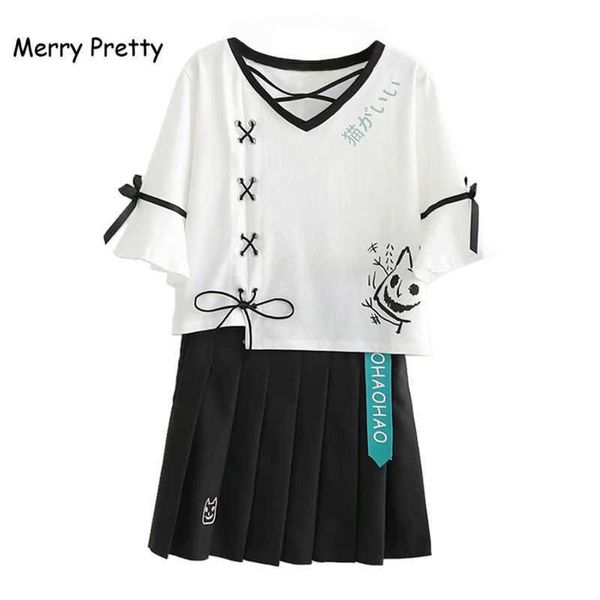 merry pretty summer 2 piece set women lace up white crop and black pleated skirt 2 outfit matching s-xl 210526
merry pretty summer 2 piece set women lace up white crop and black pleated skirt 2 outfit matching s-xl 210526