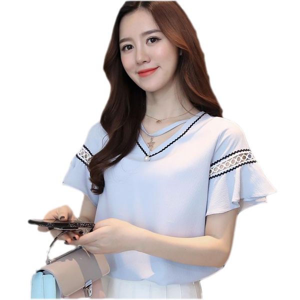 women's blouses & shirts summer chiffon shirt female fashion flare sleeve women blouse hollow out elegant slim korean, White
women's blouses & shirts summer chiffon shirt female fashion flare sleeve women blouse hollow out elegant slim korean, White
