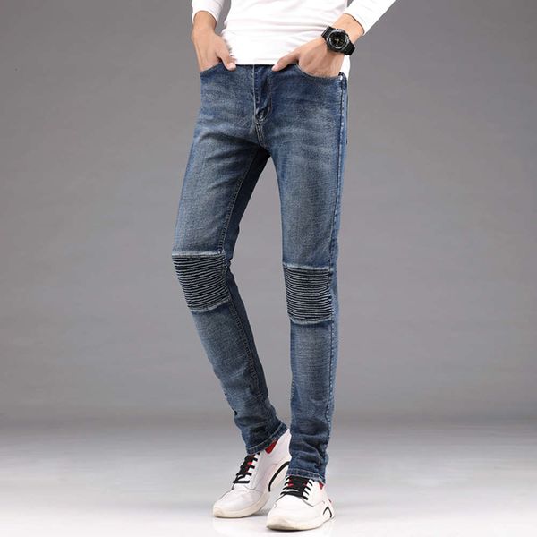autumn and winter blue wrinkled jeans men's fashion brand stretch casual long pants slim small foot motorcycle
autumn and winter blue wrinkled jeans men's fashion brand stretch casual long pants slim small foot motorcycle