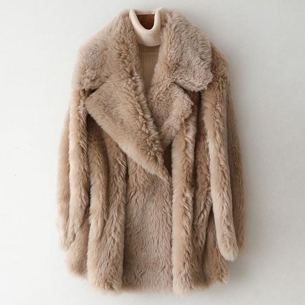 women's fur & faux 2021 women winter real wool warm tan jacket coat oversized office lady middle length fashion turn-down collar female, Black
women's fur & faux 2021 women winter real wool warm tan jacket coat oversized office lady middle length fashion turn-down collar female, Black
