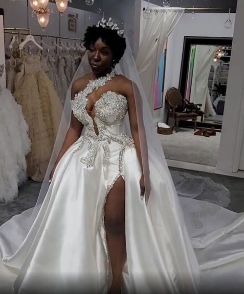 2022 arabic luxury ball gown wedding dresses bridal dress one shoulder lace appliques silver crystal beaded side split wedding gowns cathedr, White
2022 arabic luxury ball gown wedding dresses bridal dress one shoulder lace appliques silver crystal beaded side split wedding gowns cathedr, White