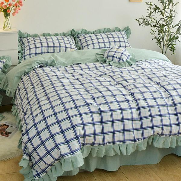 bedding sets summer ins korean lace washing cotton bed skirt paragraph 4 grid three-piece quilt cover sheet
bedding sets summer ins korean lace washing cotton bed skirt paragraph 4 grid three-piece quilt cover sheet