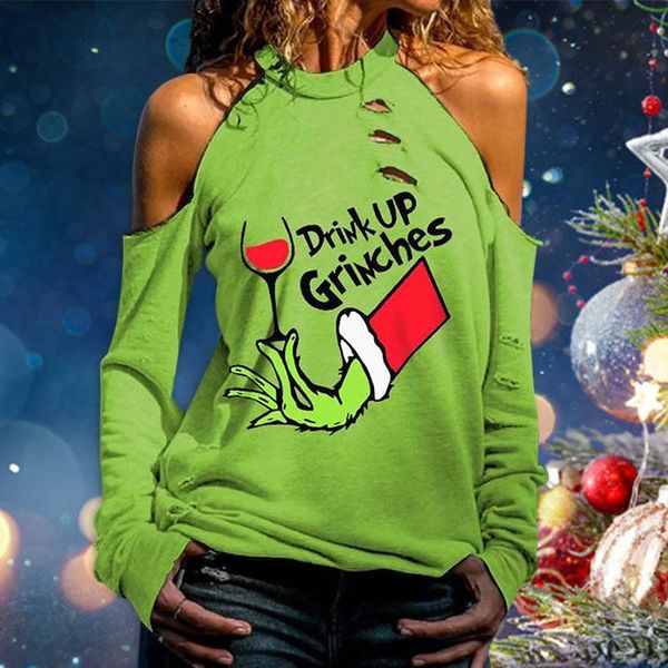 women's t-shirt green pattern print cutout cold shoulder long sleeve sweatshirt knitted for women tc21, White
women's t-shirt green pattern print cutout cold shoulder long sleeve sweatshirt knitted for women tc21, White