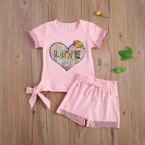 kid girl clothes valentine's day 2pcs sequins color matching short sleeve t-shirt+shorts outfits set suit 3-7years, White
kid girl clothes valentine's day 2pcs sequins color matching short sleeve t-shirt+shorts outfits set suit 3-7years, White