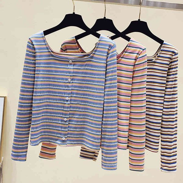 women's t-shirt female shinmind t-shirt, long sleeve shirt striped with a square collar and autumn button cotton g6vn, White
women's t-shirt female shinmind t-shirt, long sleeve shirt striped with a square collar and autumn button cotton g6vn, White