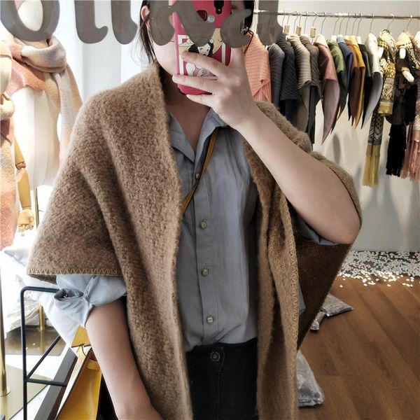 scarves knitted women's scarf imitate wool winter irregular triangle shawl warm autumn and wrap, Blue;gray 
scarves knitted women's scarf imitate wool winter irregular triangle shawl warm autumn and wrap, Blue;gray