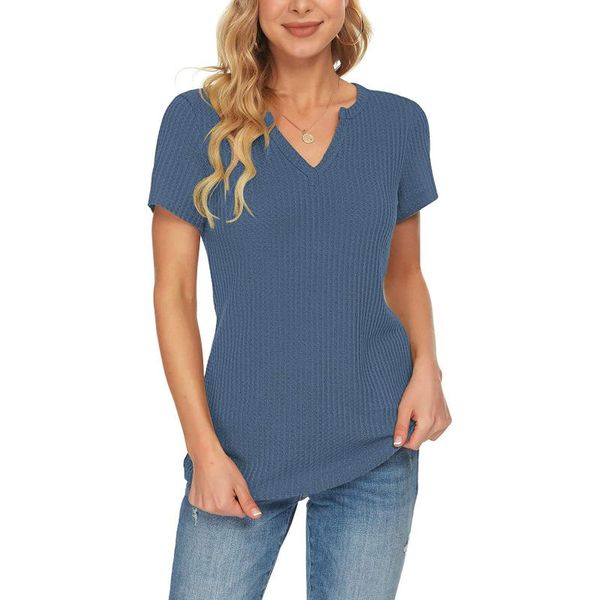 women's blouses & shirts summer fashion blouse knit short sleeve tunic v-neck loose shirt, White
women's blouses & shirts summer fashion blouse knit short sleeve tunic v-neck loose shirt, White